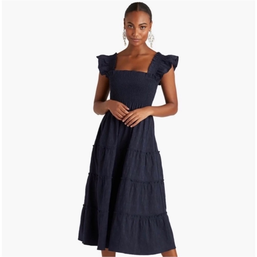 Hill House Navy Jacquard Brocade Ellie Nap Dress XXS